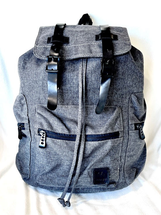 Veegul Other - Veegul Charcoal Gray Canvas Vintage Rucksack Laptop Backpack Striped Lining